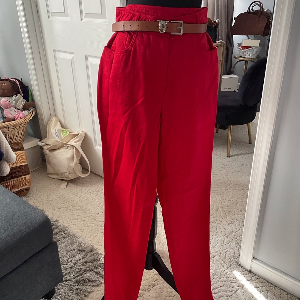 Vintage Versace Couture Red Trousers Made in Italy Size 4 - Picture 5 of 5